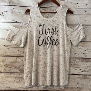 🌻5/$25🌻First, Coffee Cold Shoulder Tee